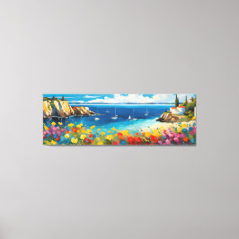 Wide Seascape Mediterranean Yachten und Blume Leinwanddruck