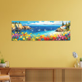 Wide Seascape Mediterranean Yachten und Blume Leinwanddruck (Insitu (Wohnzimmer))
