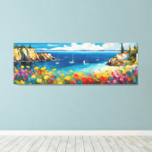Wide Seascape Mediterranean Yachten und Blume Leinwanddruck (Insitu (Holzboden))