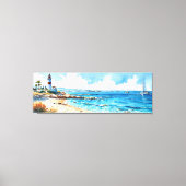 Wide Seascape Mediterranes Leuchtturm und Yachten Leinwanddruck (Vorderseite)