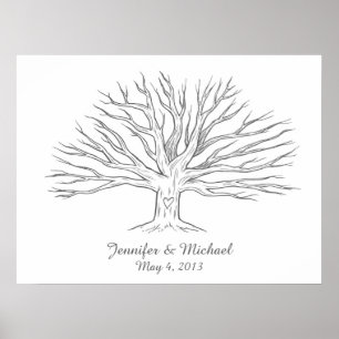 Wide Thumbprint Tree GuestBook Poster