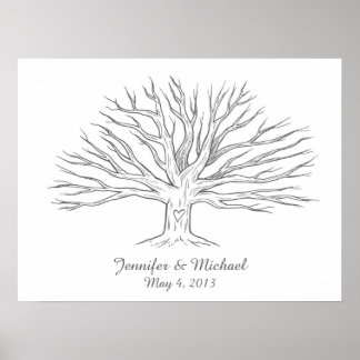 Wide Thumbprint Tree GuestBook Poster