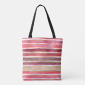 Wide Watercolor Stripes Shades of Plum Wine Pink Tasche (Rückseite)