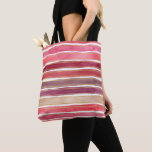 Wide Watercolor Stripes Shades of Plum Wine Pink Tasche<br><div class="desc">Wide watercolor stripes in vibrant shades of plum,  wine,  and pink with faux gold stripes between them decorate this reusable tote bag. Great for hauling your summer time gear or for grocery shopping all year.  AI generated by IveyCottage.</div>