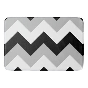 Wide Zigzag Muster Schwarz Weiß Badematte