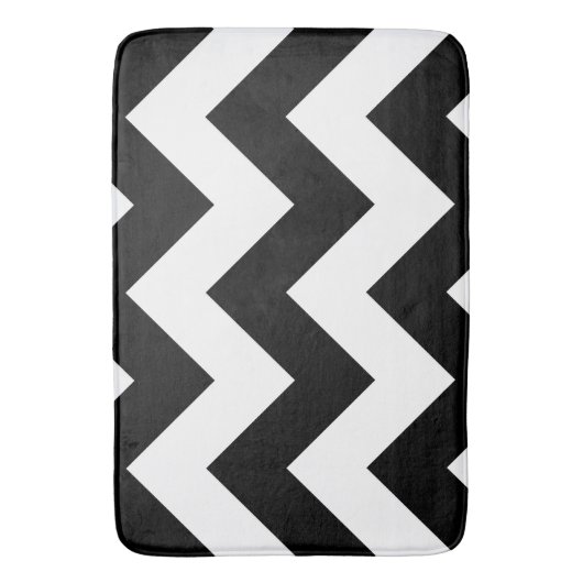 Wide Zigzag Muster Schwarz & Weiß Badematte (Vorderseite Vertikal)