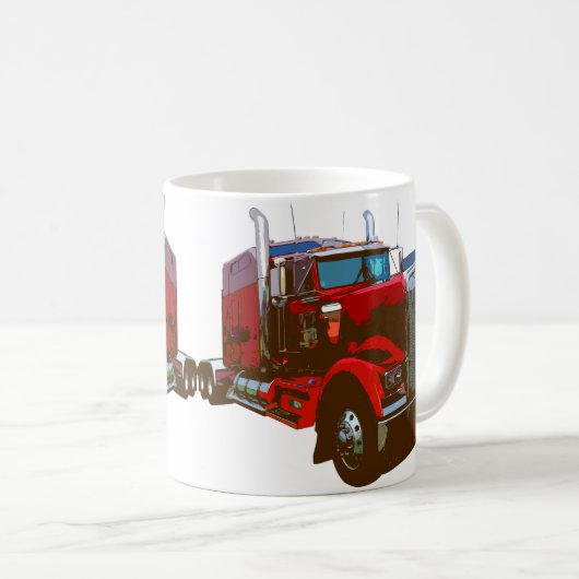 Widergespiegelter Rot-halb LKW Kaffeetasse (VorderseiteRechts)