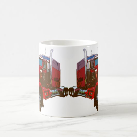 Widergespiegelter Rot-halb LKW Kaffeetasse (Mittel)