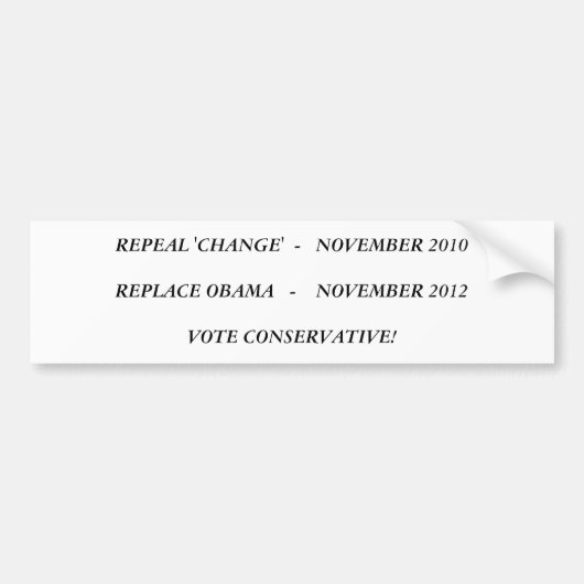 WIDERRUFEN SIE "ÄNDERUNG" DIE IM NOVEMBER 2010 AUTOAUFKLEBER (Vorne)