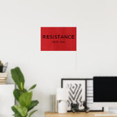 Widerstand beginnt hier auf Red Linen Texture Foto Poster (Heimbüro)