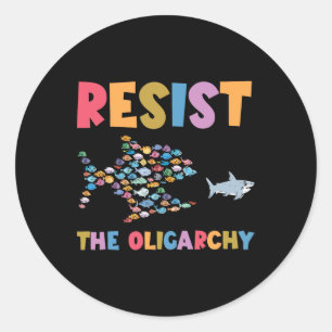 Widerstand gegen die Oligarchie Funny Fish Anti Tr Runder Aufkleber