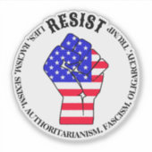 Widerstand gegen Faschismus, Oligarchie, Anti-Trum Aufkleber (Vorderseite)