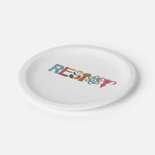 Widerstand gegen Shirt Faustprotest Liberale Pappteller (Schrägansicht)