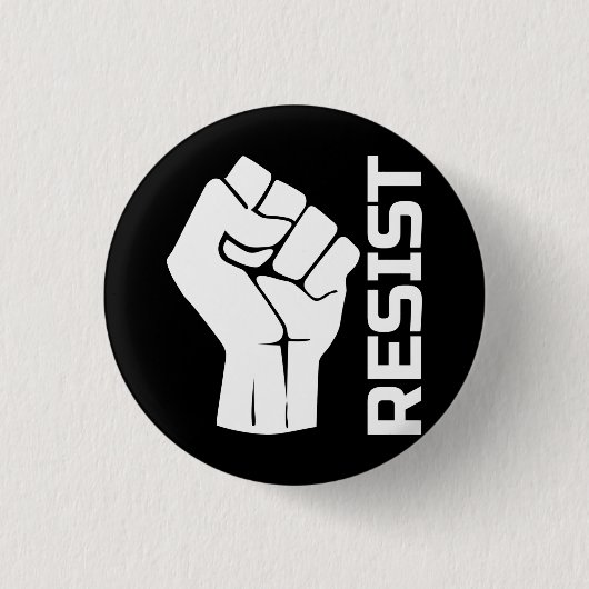 Widerstand mit Faust - in weiß 0002 Button (Vorderseite)