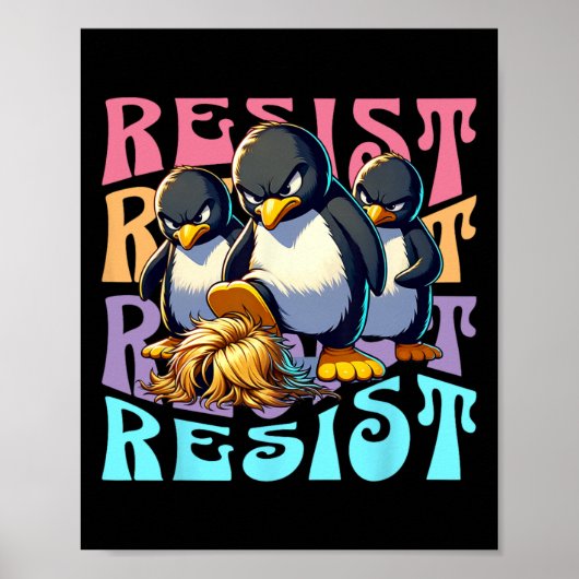 Widerstand Protest Retro Pinguine gegen Zölle Männ Poster (Vorne)