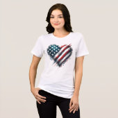 Widerstandbares amerikanisches Herz - bedrücktes F Tri-Blend Shirt (Vorderseite voll)