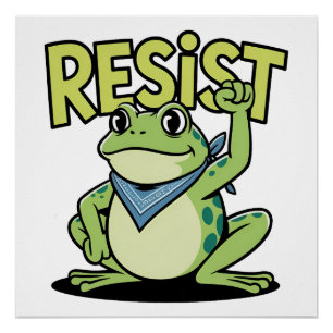 Widerstands-Frosch-Niedlich-Aktivismus-Cartoon mit Poster