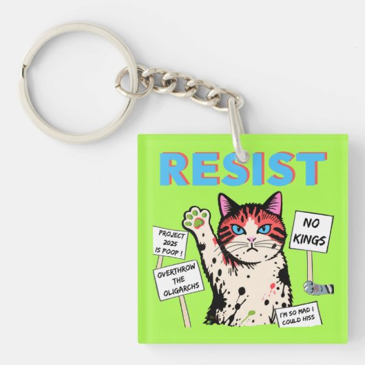Widerstands-Protest-Katze Schlüsselanhänger (Vorderseite)
