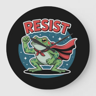 Widerstandsfrosch Portland Frosch Protest für Männ Große Wanduhr
