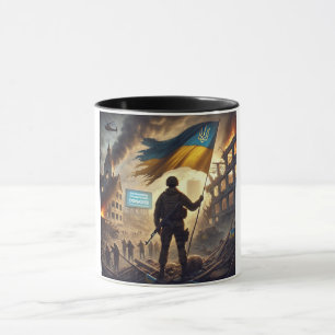 Widerstandskraft vor Ruinen des Krieges Tasse