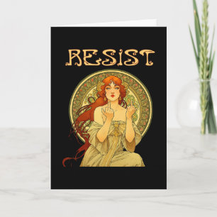 Widerstehe Art Nouveau Mucha Anti-Trump Frauen Fem Karte