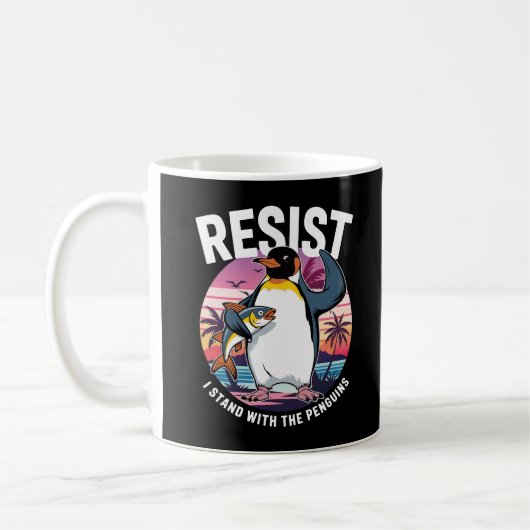 Widerstehe ich stehen mit Pinguinen Retro Funny Pi Kaffeetasse (Links)