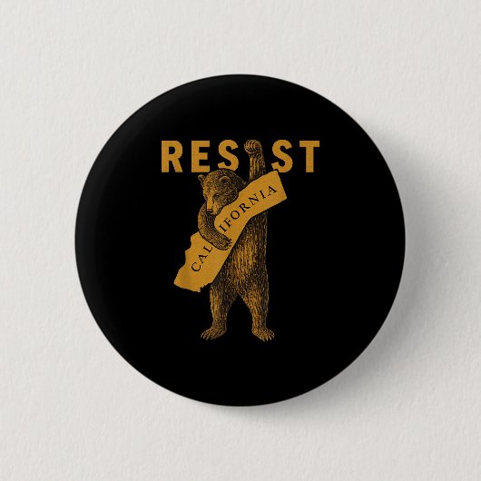 Widerstehe Kalifornien Bär Button (Vorderseite)