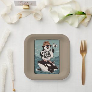 Widerstehe Pinguin-Aktivismus Vintage-Protest  Pappteller