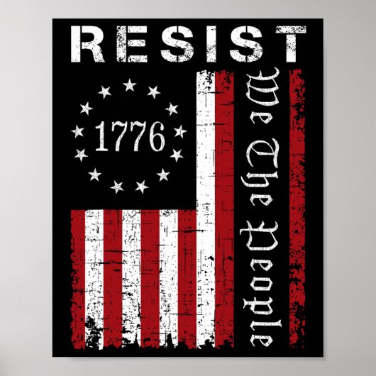 Widerstehe Protest Wir Das Volk Flagge Protest Ret Poster (Vorne)