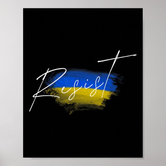 Widerstehe Ukraine Flagge Ukrainisch Poster (Vorne)