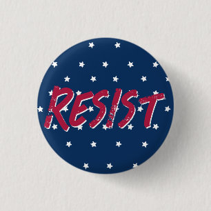 Widerstehe Widerstand Rot und Blau Sterne Flaggen  Button