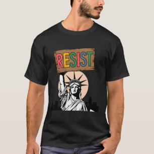 Widerstehe Widerstand Statue der Freiheit Retro Vi T-Shirt