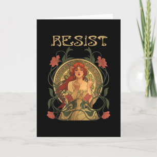 Widerstehen Sie Art Nouveau Mucha Anti-Trump Fraue Karte