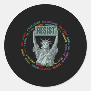 Widersteht dem Widerstand USA Statue der Freiheit  Runder Aufkleber