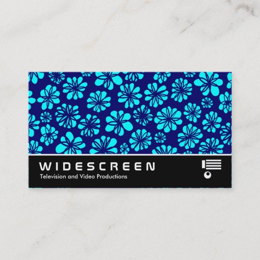 Widescreen 239 - Cyan and Navy Floral Visitenkarte (Vorderseite)