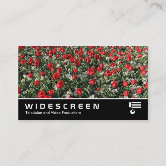 Widescreen 399 - Rote Tulips und Primrosen Visitenkarte (Vorderseite)