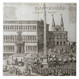 Widmung des Obelisk vor der Basilika Fliese