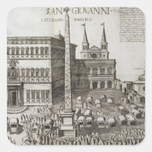 Widmung des Obelisk vor der Basilika Quadratischer Aufkleber