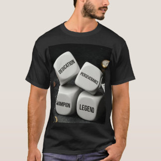 Widmung Durchhaltevermögen Champion Legende Würfel T-Shirt