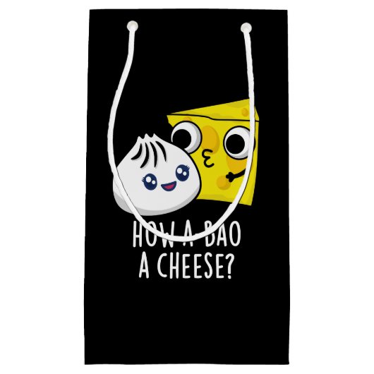 Wie A-bao ein Käse Funny Food Pun Dark BG Kleine Geschenktüte (Vorderseite)