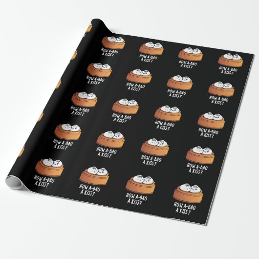 Wie A-bao ein Kuss Funny Dimsum Pun Dark BG Geschenkpapier (Ungerollt)