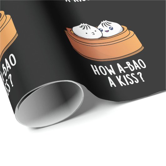 Wie A-bao ein Kuss Funny Dimsum Pun Dark BG Geschenkpapier (Rolleneckpunkt)