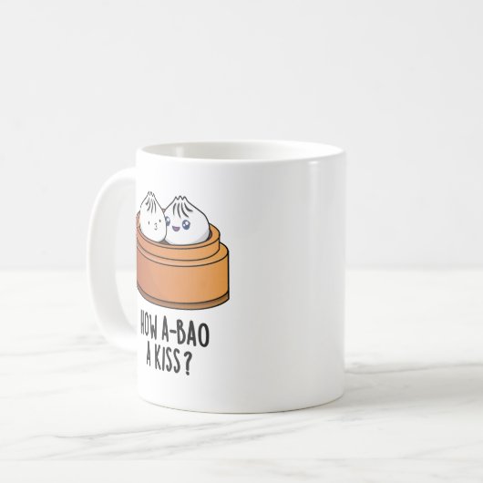 Wie A-bao ein Kuss Funny Dimsum Pun Kaffeetasse (Vorderseite Links)