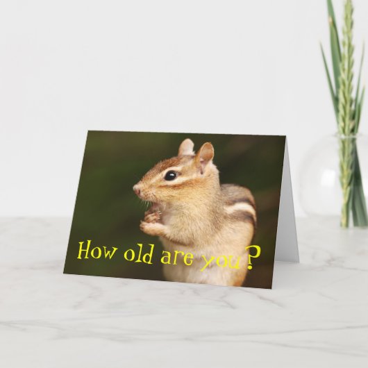 Wie alt bist du? Chipmunk Birthday Card Karte (Vorderseite)