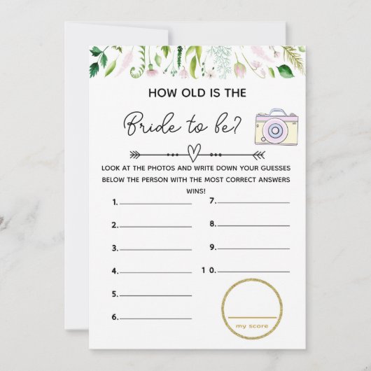 Wie alt Braut Baby Dusche Spiel Einladung (Vorderseite)