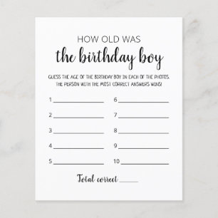 Wie alt ist das Geburtstagsjunge Birthday Party-Sp
