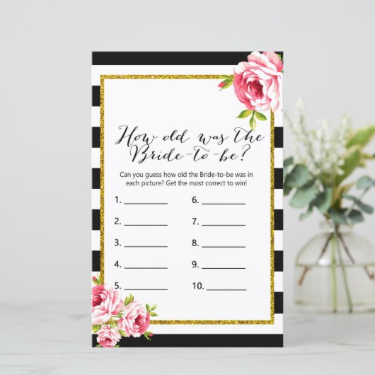 Wie alt war Bridge - Brautparty Game (Stehend Vorderseite)