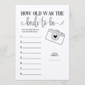 Wie alt war das Braut-zu-Dusche-Spiel? Programm (Vorderseite)