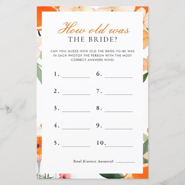 Wie alt war das Brautparty der Braut Aperol Spritz (Vorderseite)