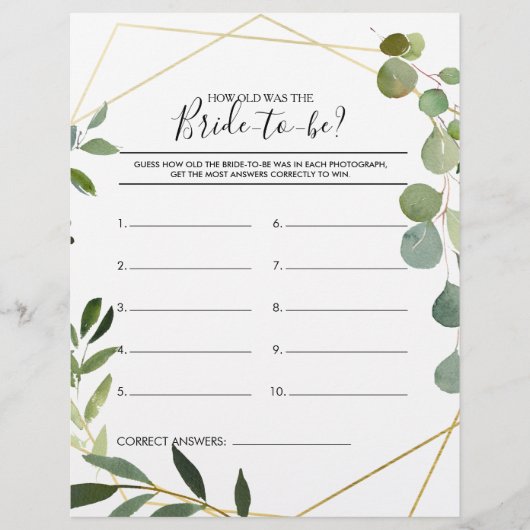 Wie alt war das Brautparty-Spiel? (Vorderseite)